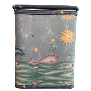 Vtg Lamont Athena Kids Clothes Laundry Hamper MCM Whale Ocean Star Moon Dolphin